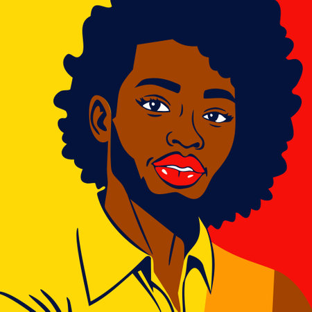 Young african man. Bright vector illustration in pop art style.のイラスト素材
