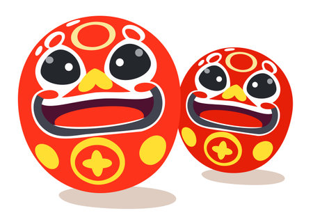 Japanese daruma dolls. Vector isolated illustrationのイラスト素材
