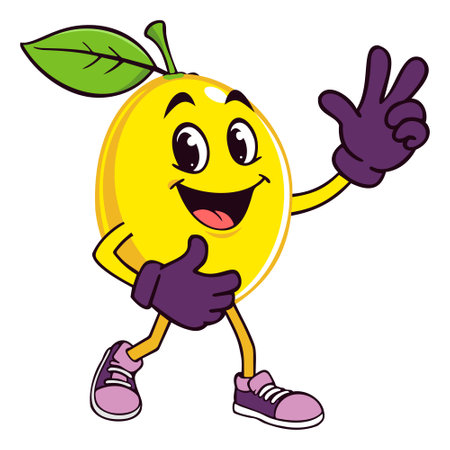 Groovy lemon. Retro cartoon style. Vector isolated illustration.のイラスト素材