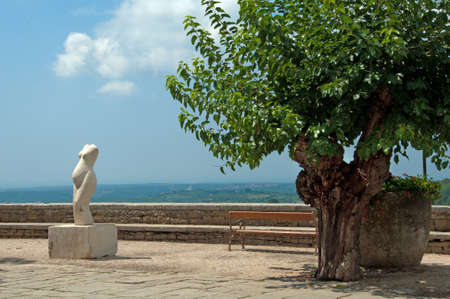 Sculpture on the main place of Groznjan, Istria, Croatiaのeditorial素材