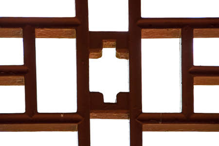 wooden frame of a small chinese temple on white backgroundの写真素材