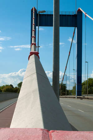 Bridge crossing the Rhine from Duisburg-Ruhrort to Hombergの写真素材