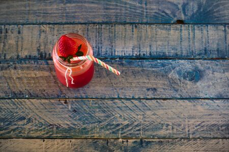 Strawberry ice cream smoothie, refreshing and nutritious summer drinkの写真素材