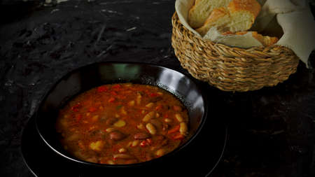stewed beans without meat only vegetables, healthy and vegetarianの写真素材