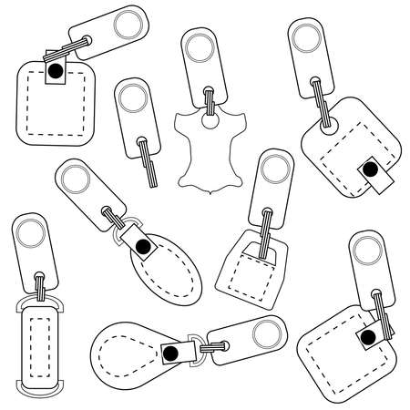 Simple black white graphic design element of genuine leather with finishing elements and a touch key. vector illustration.のイラスト素材