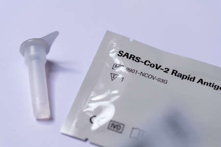 Sars Cov 2 rapid antigen test nasal kit. Self test. test at home. Corona, Covidの写真素材