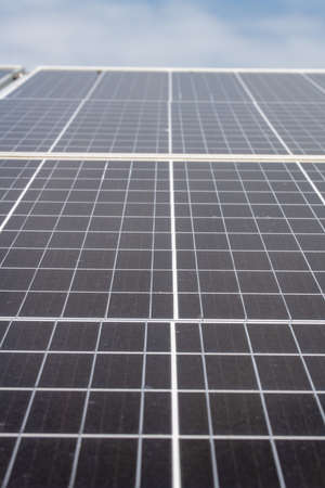 Macro detail of photovoltaic solar panel to create renewable energy.