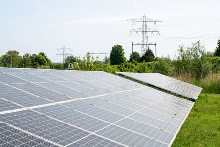 Solar park in the dutch countryside. Zonnepark t oor The Hague.
