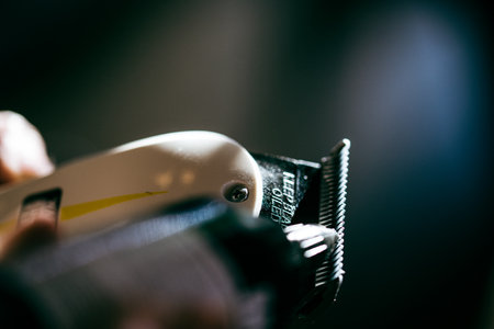 Close-up of a razor. Barbershop style.の写真素材