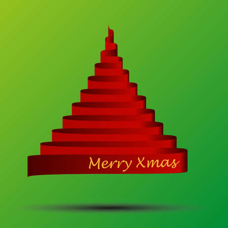 glossy red ribbon vector christmas treeのイラスト素材