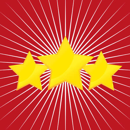 vector three gold stars on red and white background