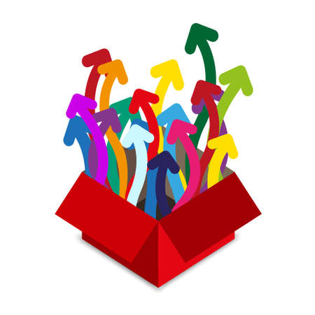 red box with many color arrows vectorのイラスト素材
