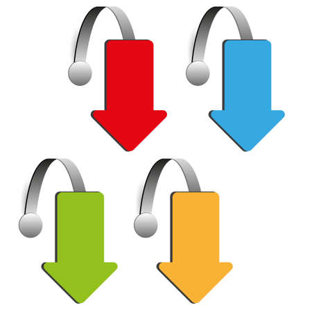 set of four color arrow wobblers のイラスト素材