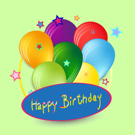 birthday card with color balloons - stock vectorのイラスト素材