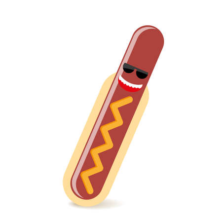 happy hot dog illustrationのイラスト素材