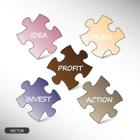 business strategy plan, puzzle pieces - stock vectorのイラスト素材