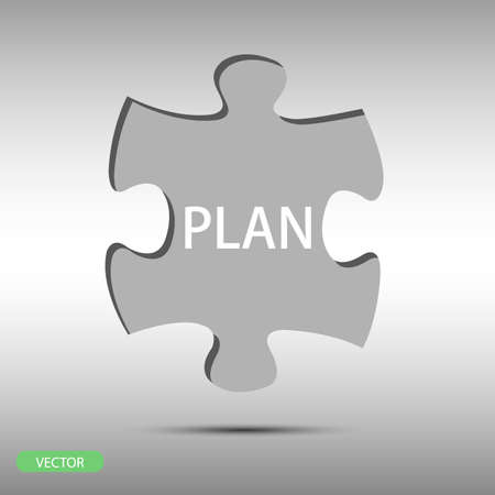 piece of puzzle with text plan on gray backgroundのイラスト素材