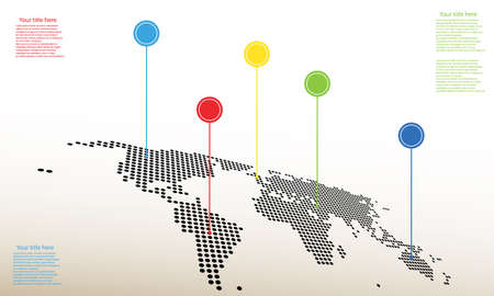 spatial world map with circle color pointers with place for yourのイラスト素材