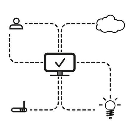 Modern line graphic computer technology online serviceのイラスト素材
