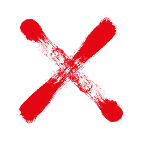 Red cross, vector brush, on whtie background