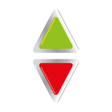 Two color grossy and steel buttons, up and down direction, on white background, for webのイラスト素材