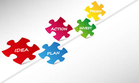 Business graphic line, puzzle pieces with business creativity textのイラスト素材