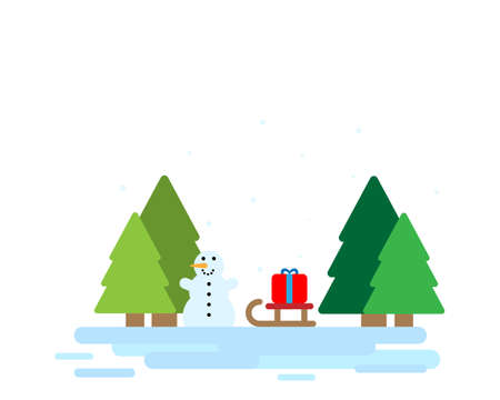 Merry Christmas with snow nature and vector graphic on white backgroundのイラスト素材