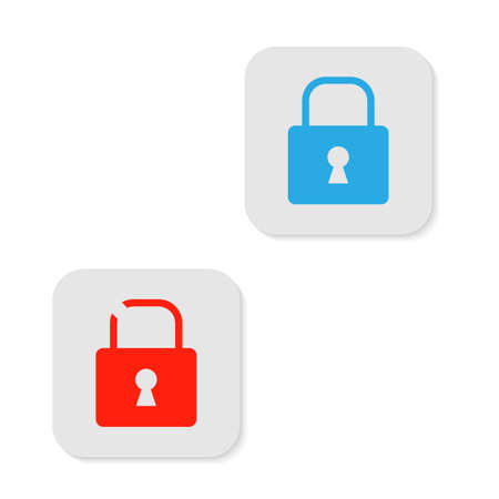 Security icons with shadow on white backgroundのイラスト素材