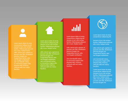 Vector Infographic Illusration with Four Color Steps and with Information Iconsのイラスト素材