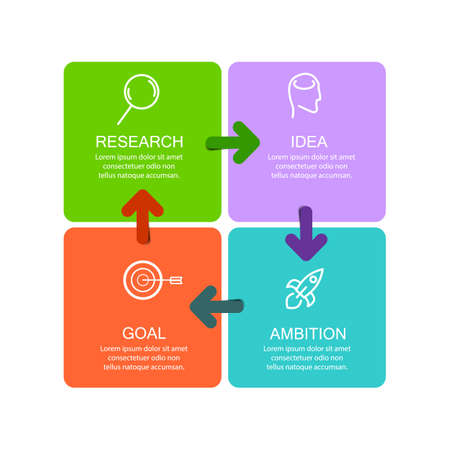 Vector infographic label with icons and 4 options steps. Infographic for marketing, business. Can by use for presentation, workflow and moreのイラスト素材