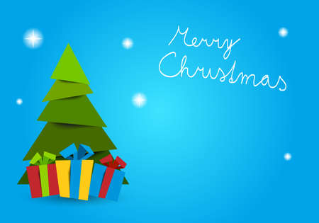Christmas tree with gifts with text merry christmas christmas and place for your content - Vector graphicのイラスト素材