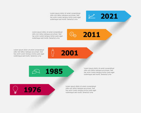 Five steps template with place for your text with shadow on gray background