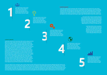 Vector steps infographic with color icons and with place for your text - blue versionのイラスト素材