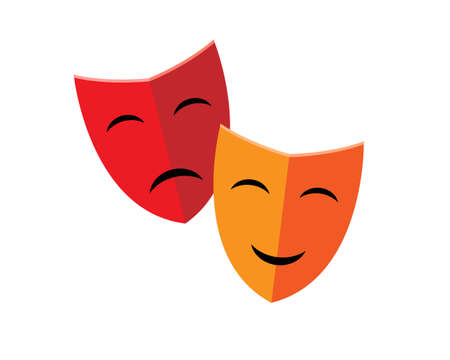 Two mask vector illustration culture, cinemas, theaters on a white background - vector graphicのイラスト素材