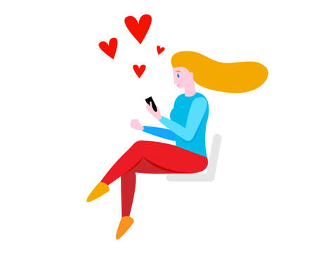 Woman with telephone and love - Vector figure designのイラスト素材