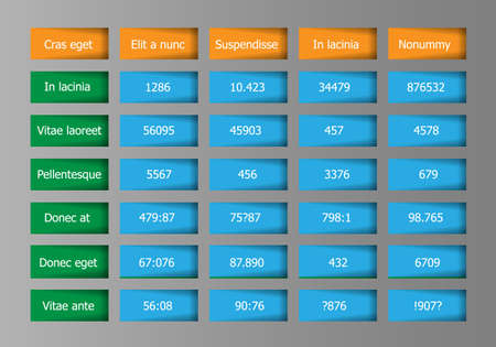 Business statistics table with value and numbers template - Vector EPS 10のイラスト素材
