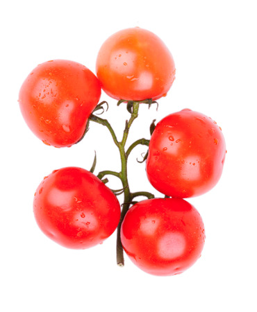 Bunch  of red cherry tomatos isolated on the white backgroundの写真素材
