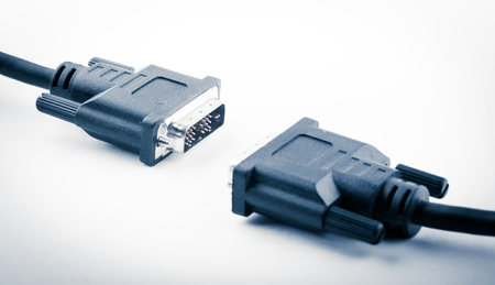 black  dvi cable isolated on white background