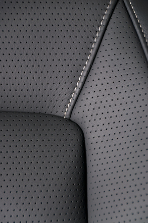 Leather  car seats. Interior detail with stitchの写真素材