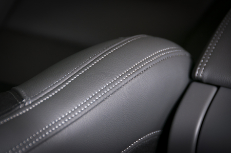 Leather  car seats. Interior detail with stitchの写真素材