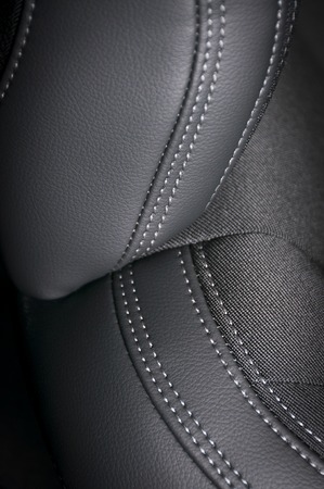 Leather  car seats. Interior detail with stitchの写真素材
