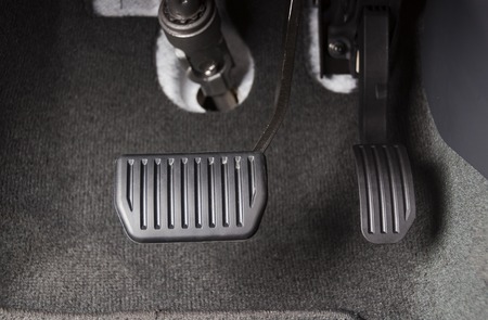 Brake and accelerator pedal of automatic transmission carの写真素材