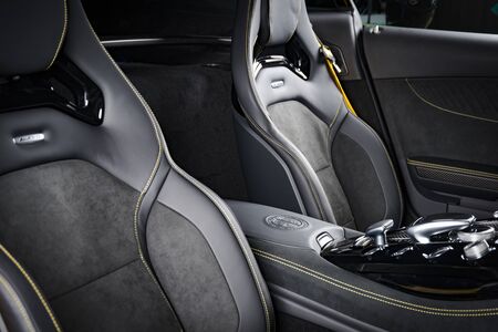 Sankt-Petersburg, Russia, January 12, 2018 : Green Mercedes-Benz coupe GT-R 63 AMG Affalterbach,...