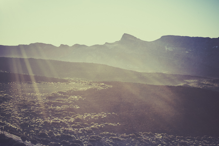 Vivid sunrise in the mountains.の写真素材