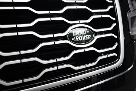London, Great Britain - February 22, 2019: New Land Rover Range Rover luxury SUV cars, front...