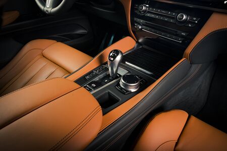 Sankt-Petersburg, Russia, January 30, 2017 : BMW X6M car interior showing red leather cockpit, test drive on January 30, 2017  in Russia, Sankt-Petersburgのeditorial素材