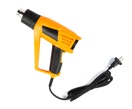 brand new, yellow color, heat gun on a white backgroundの写真素材