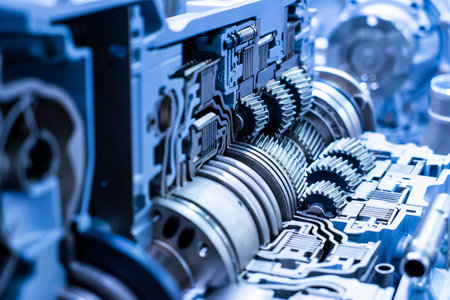 vehicle gear set, industrial gear wheels, close-up viewの写真素材
