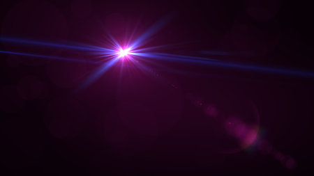 Optical lens flare effect over black background. Overlay light effect, realistic 3d renderの写真素材