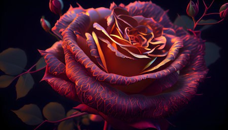 red rose on a black background. 3d rendering, 3d illustration.の写真素材